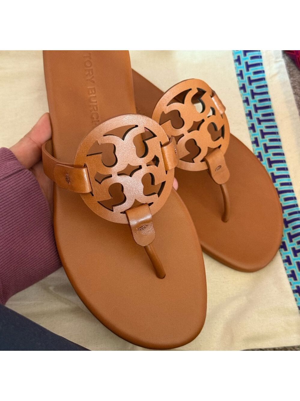 New tory burch miller calf leather sandals in Millie/ bourbon color - Picture 2 of 9